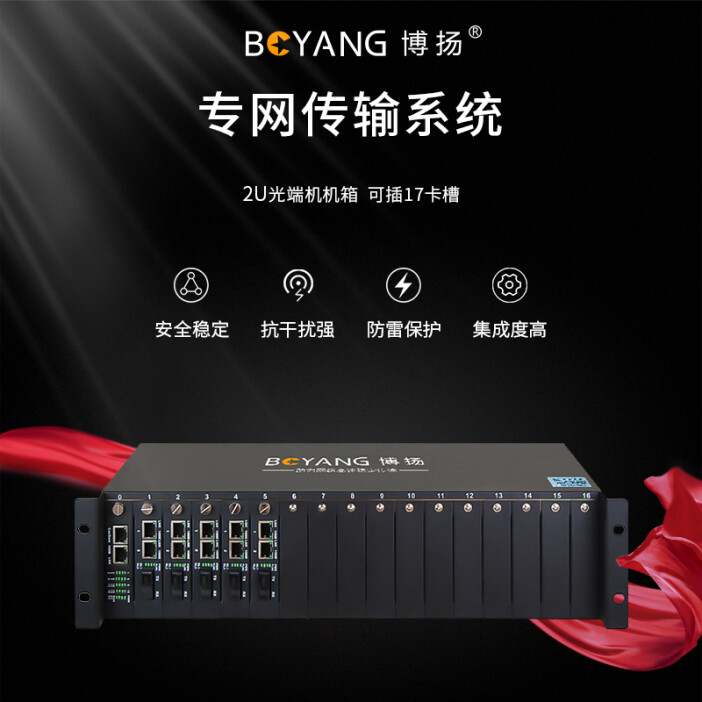 博扬(BOYANG)BY-17 2U光端机机箱可插17卡槽220V供电 双电源保护 1台